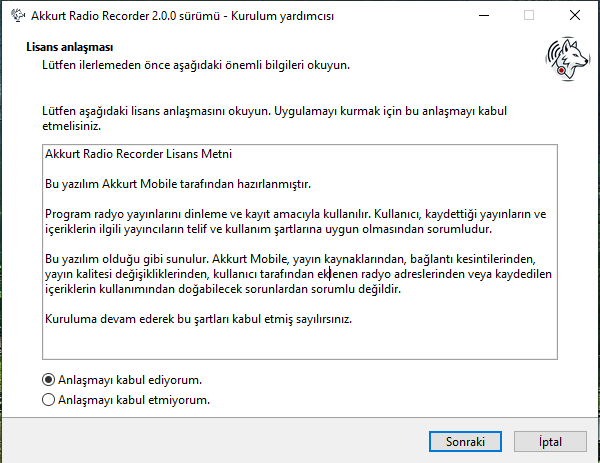 Akkurt Radio Recorder ana ekran görüntüsü